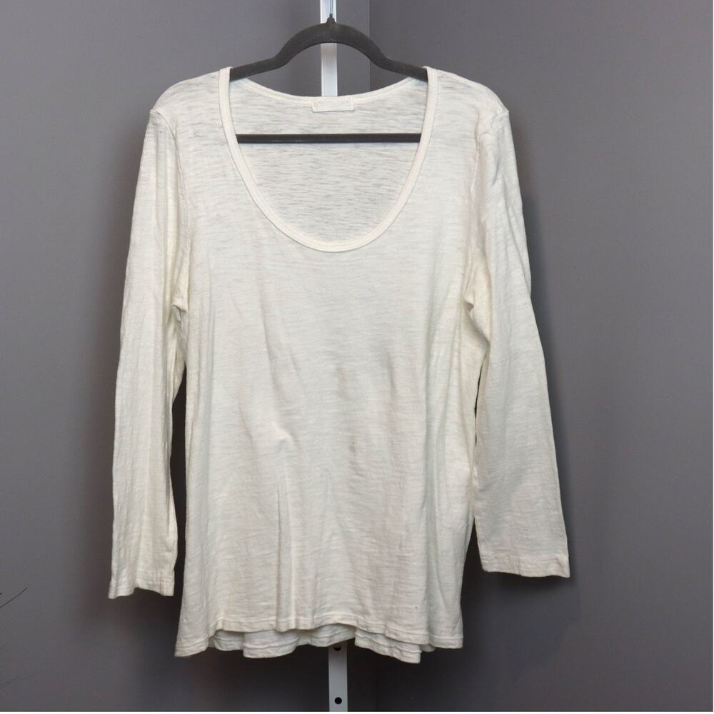 CP Shades 100% Cotton Long Sleeve Slub Tee Off White Size M‎ Made USA